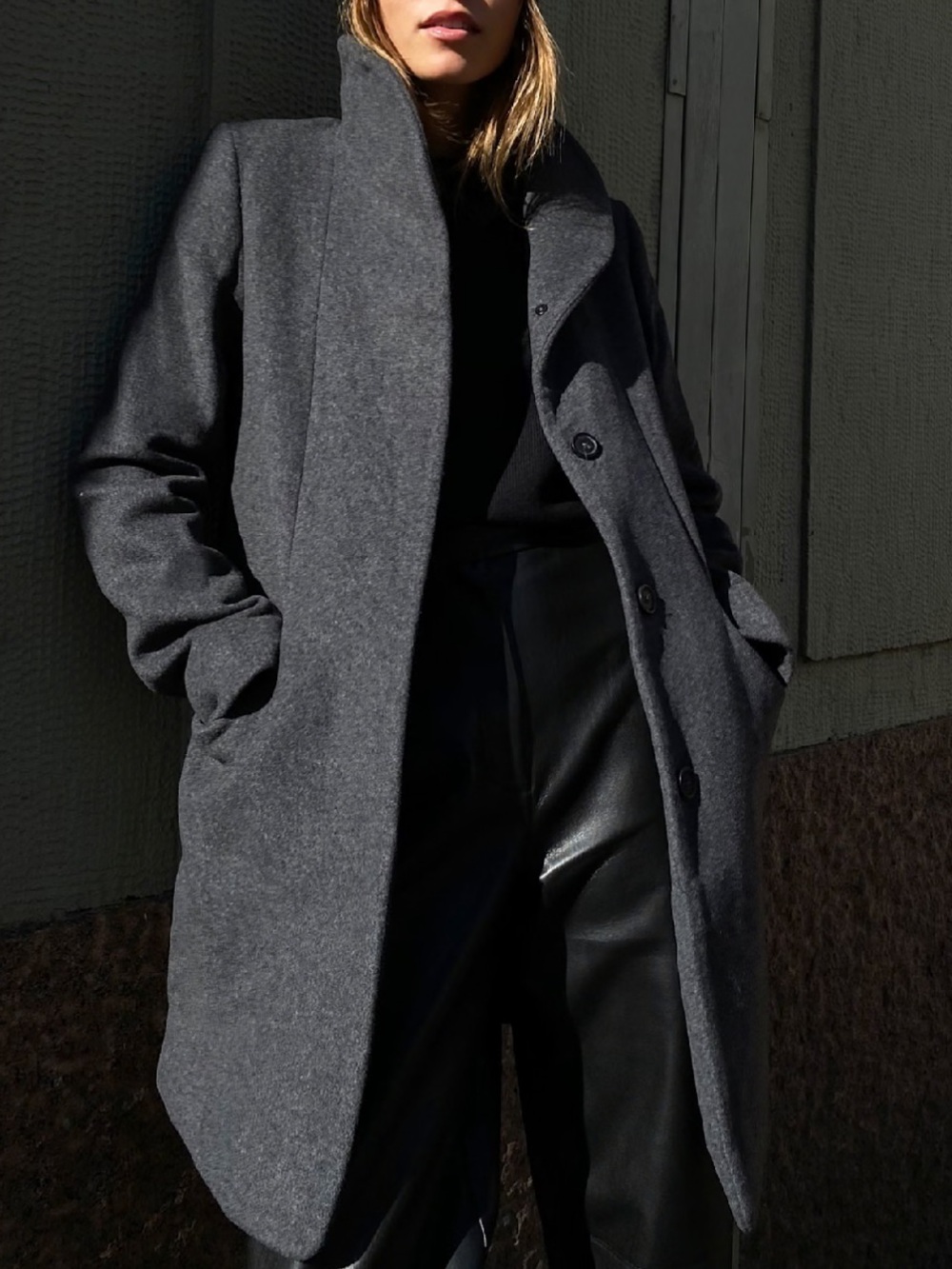 Aritzia Wilfred Cocoon Coat Wool Cashmere Charcoal XS